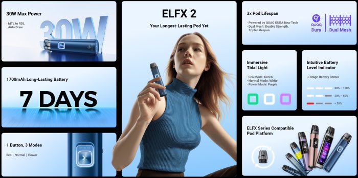 Elf Bar ELFX 2 elektronická cigareta 1700mAh Velvet Purple 